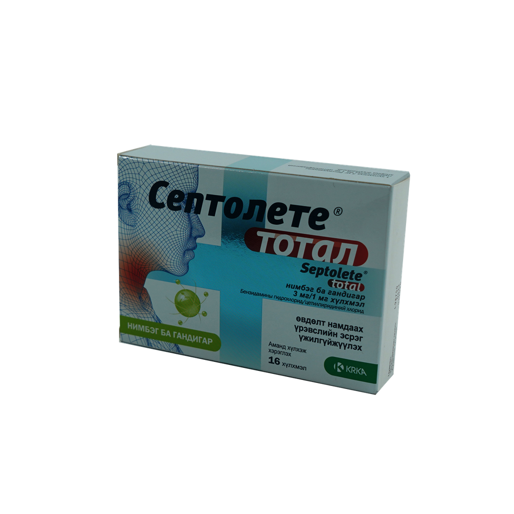 Септолете тотал нимбэг гандигар 3мг/1мг №16 Хүлхдэг шахмал
