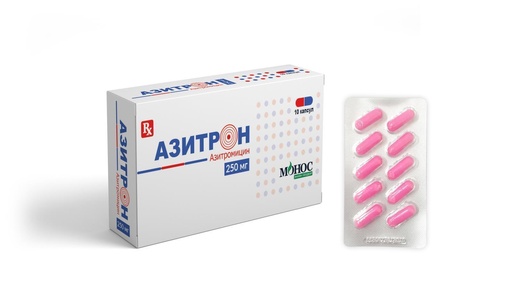 [103733] Азитрон 250мг №10 Капсул - Монос Фарм ХХК